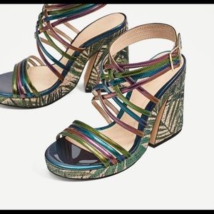 ZARA multicolored Platform Sandals Size 5
